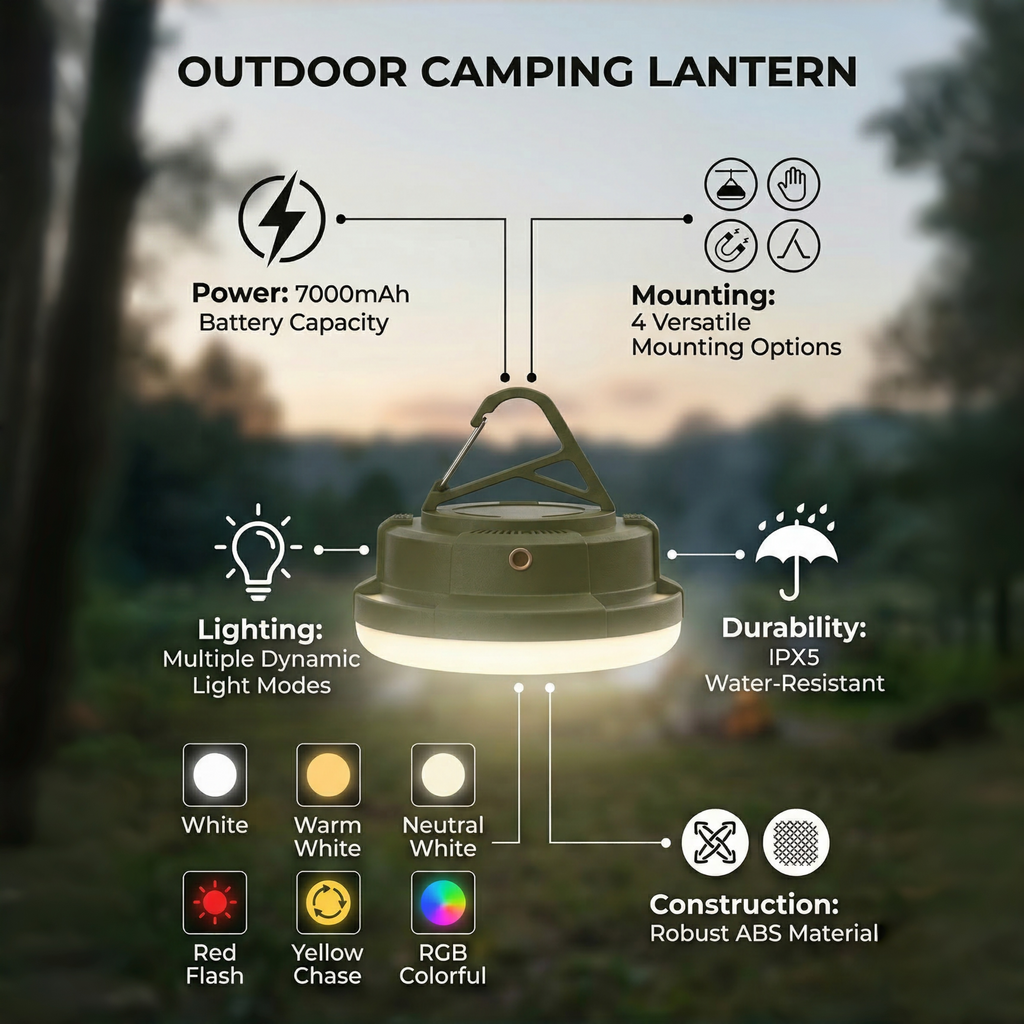 XEENZO™ Ultra-Bright Magnetic Camping Lantern - IPX5 Waterproof